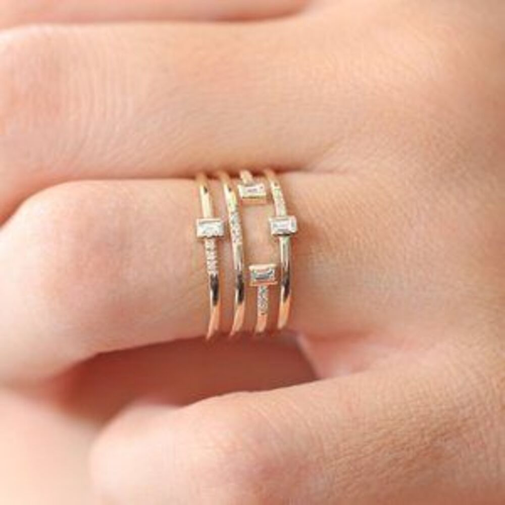 NEW 18K Yellow Gold Diamond Multi Band Ring